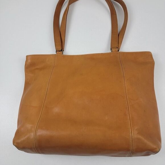 Vintage 90s Coach Leather Tote Bag Purse Brown Leather Carryall - Picture 4 of 16